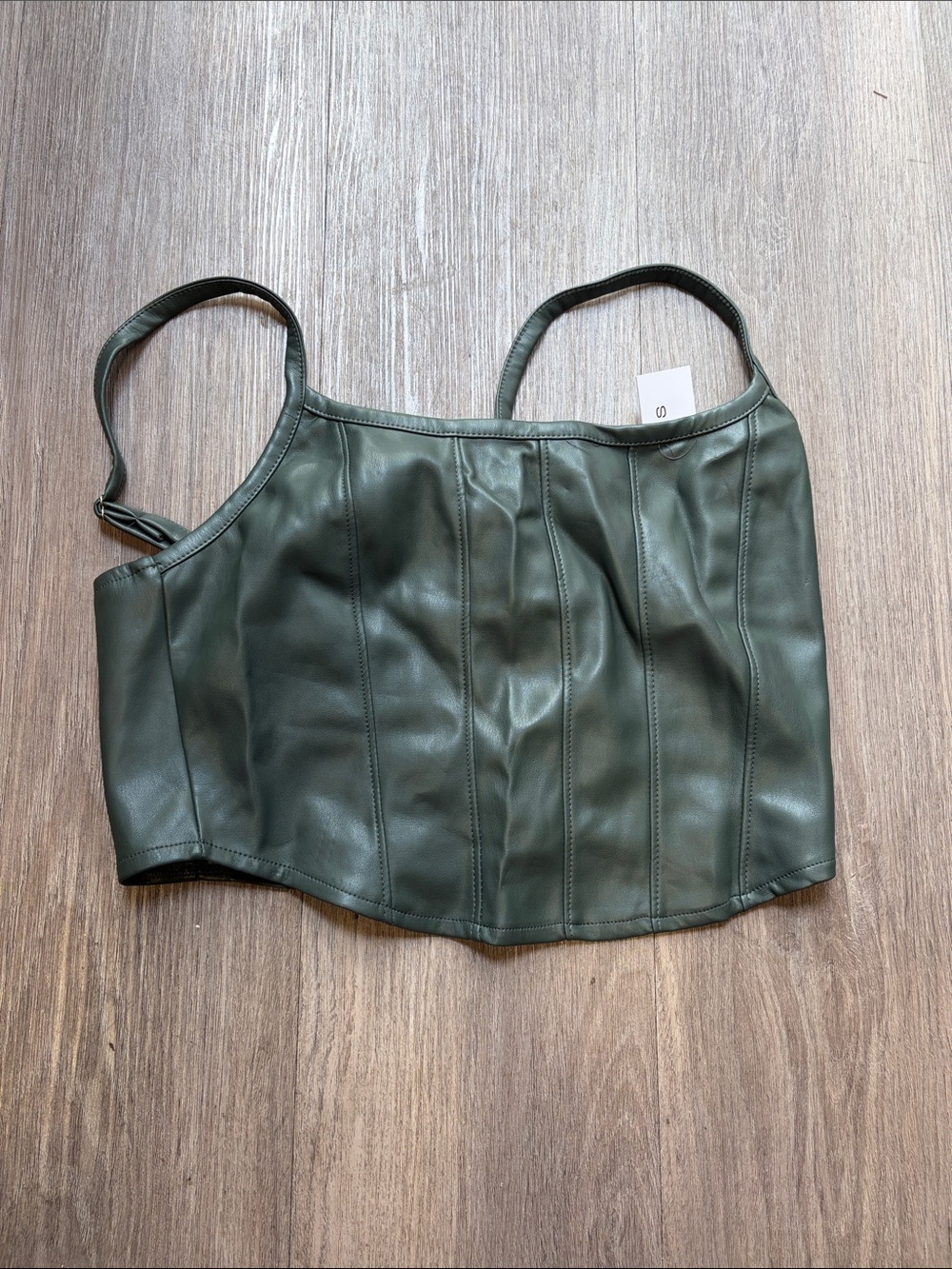 iris Olive Green Faux Leather Corset Camisole